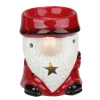 Ceramic Christmas Star Gnome Tealight Candle Holder - 4.75 - Red