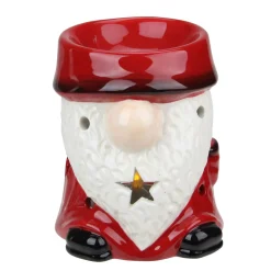 Ceramic Christmas Star Gnome Tealight Candle Holder - 4.75 - Red