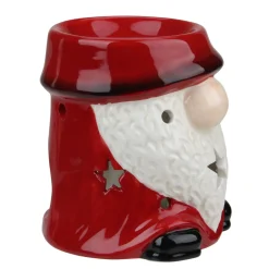 Ceramic Christmas Star Gnome Tealight Candle Holder - 4.75 - Red
