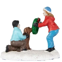Children with Dog and Wreath Christmas Village Display Piece - 6