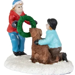 Children with Dog and Wreath Christmas Village Display Piece - 6