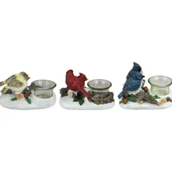Christmas Bird Couples Tealight Candle Holders Decoration - 5.75