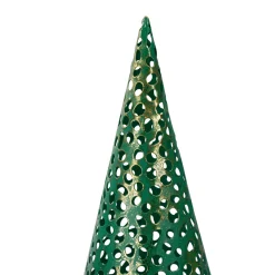 Christmas Cone Trees - 16" - Green and Gold - Set of 3