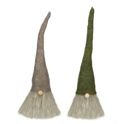 Christmas Gnome with Pointy Hat Figures - 10.5" - Green and Brown - Set of 2