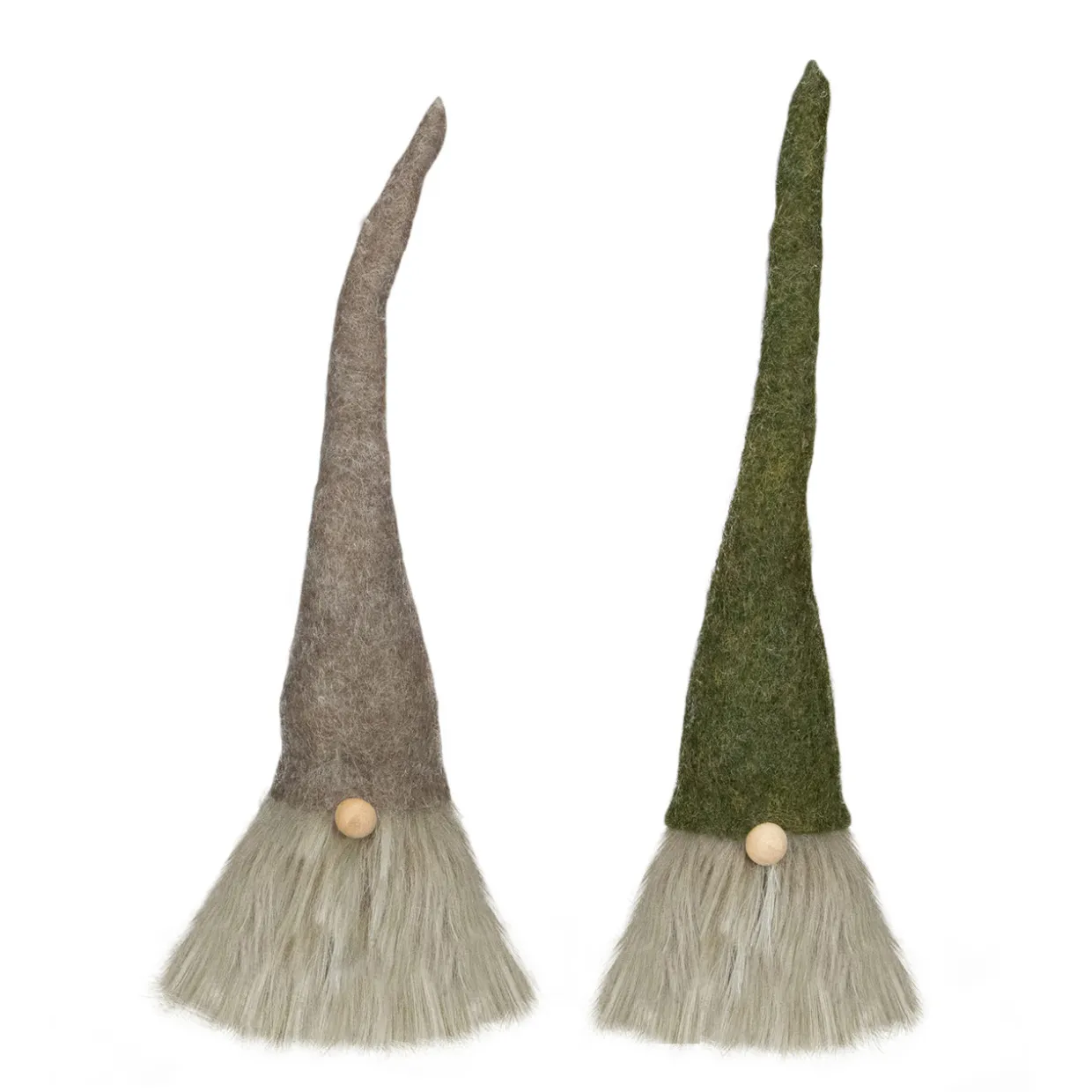 Christmas Gnome with Pointy Hat Figures - 10.5" - Green and Brown - Set of 2