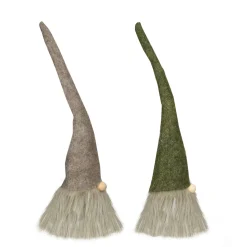 Christmas Gnome with Pointy Hat Figures - 10.5" - Green and Brown - Set of 2