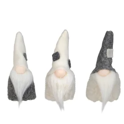 Christmas Gnomes Heads - 3.75" - Gray and Cream - Set of 3