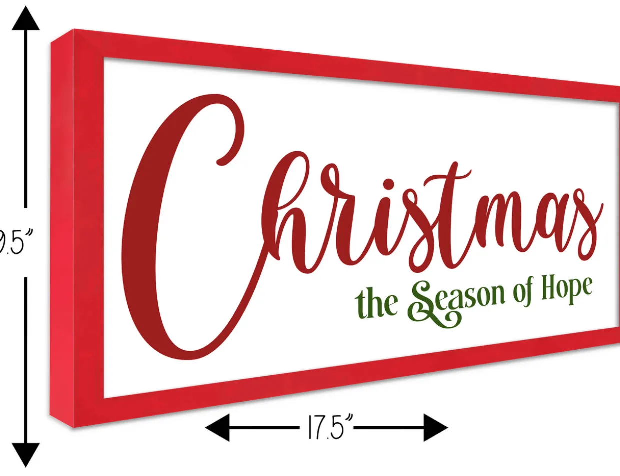 Christmas is the Season of Hope 9.5" x 17.5" Framed Christmas Wall Decor Art Print Sign Poster in a Red Wooden Frame with UV Acrylic and Hangers
