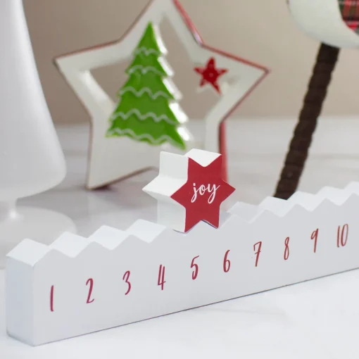 Christmas "Joy" Countdown Advent Calendar - 24" - Red and White