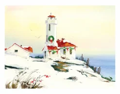 Christmas Lighthouse Winter Scene Wall Decor Art Print