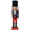 Christmas Nutcracker Soldier with Faux Fur Hat and Sword - 14" Red and Blue