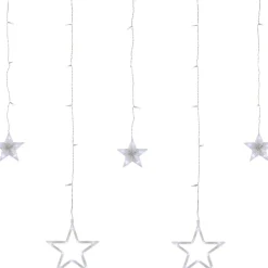 Christmas Stars Icicle Lights - 8.25' - Pure White LED Lights - Clear Wire - 12ct