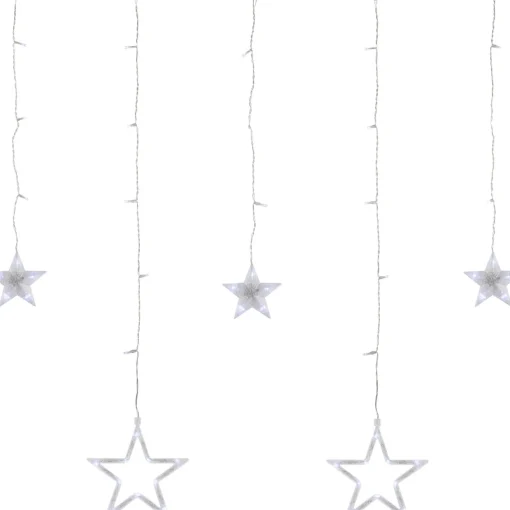 Christmas Stars Icicle Lights - 8.25' - Pure White LED Lights - Clear Wire - 12ct