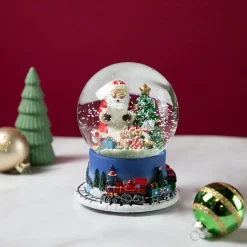 Christmas Train Around Santa Delivering Gifts Musical Water Globe - 6.5"