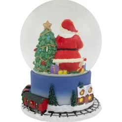 Christmas Train Around Santa Delivering Gifts Musical Water Globe - 6.5