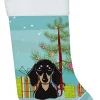 Christmas Tree and Smooth Black and Tan Dachshund Christmas Stocking BB1587CS