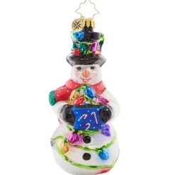 Christopher Radko Light The Night Snowman Glass Christmas Ornament 1021614