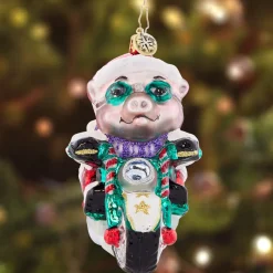 Christopher Radko Low Rider Hog Glass Christmas Ornament 1021519