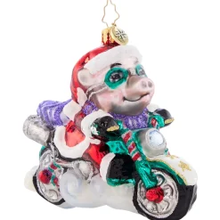 Christopher Radko Low Rider Hog Glass Christmas Ornament 1021519
