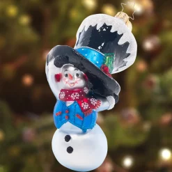 Christopher Radko Peek-A-Boo Snowman Glass Christmas Ornament 1021508