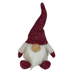Chubby Smiling Gnome Plush Christmas Figure - 15" - Ivory and Red