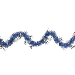 Commercial Christmas Tinsel Snowflake Garland - 50' x 2" - Royal Blue and Silver - Unlit