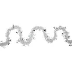 Commercial Christmas Tinsel Snowflake Garland - 50' x 2" - White and Silver - Unlit