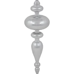 Commercial Size 2-Finish Christmas Finial Shatterproof Ornaments - Silver -12