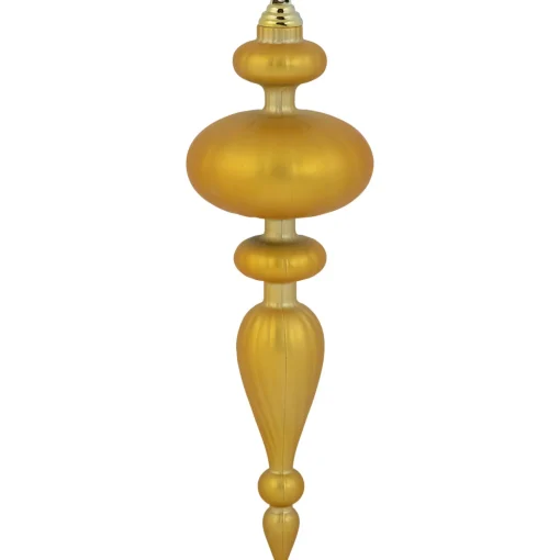Commercial Size 2-Finish Christmas Finial Shatterproof Ornaments - Gold -12" - 4ct