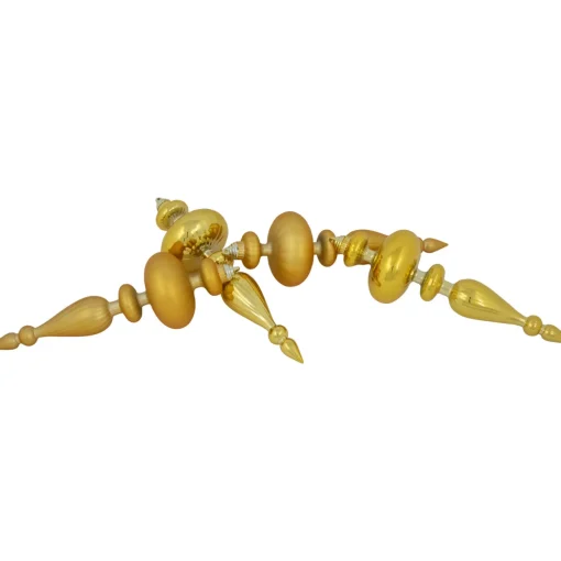 Commercial Size 2-Finish Christmas Finial Shatterproof Ornaments - Gold -12" - 4ct