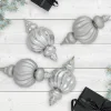 Commercial Size Shatterproof 2-Finish Finial Christmas Ornaments - Silver -10" - 4ct