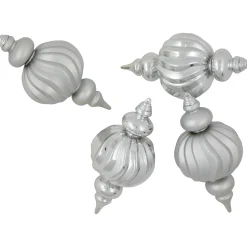 Commercial Size Shatterproof 2-Finish Finial Christmas Ornaments - Silver -10