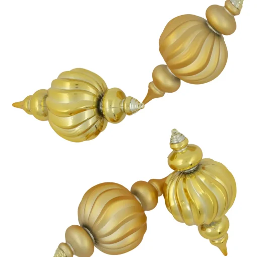 Commercial Size Shatterproof 2-Finish Finial Christmas Ornaments - Gold -10" - 4ct