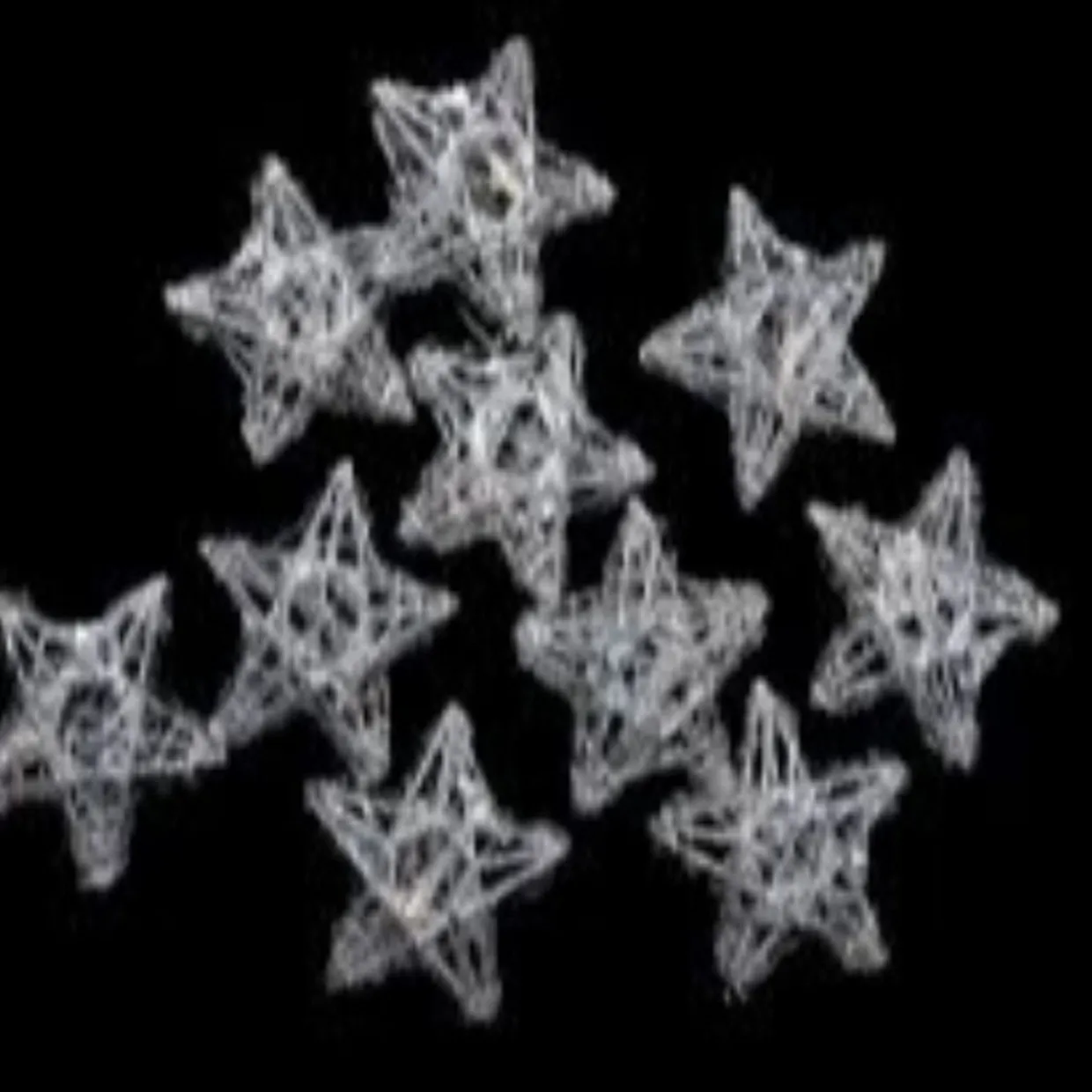 10-Count Battery Operated Warm Clear Sparkling Glittered Star Christmas Light set, 6.6ft Silver Wire