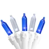 50-Count Blue and White LED Mini Christmas Lights, 16.25ft White Wire