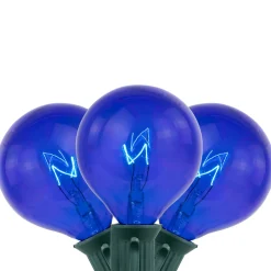 10-Count Blue G50 Globe Christmas Patio Lights- 9ft, Green Wire