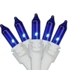100-Count Blue Mini Christmas Light Set, 20.25ft White Wire