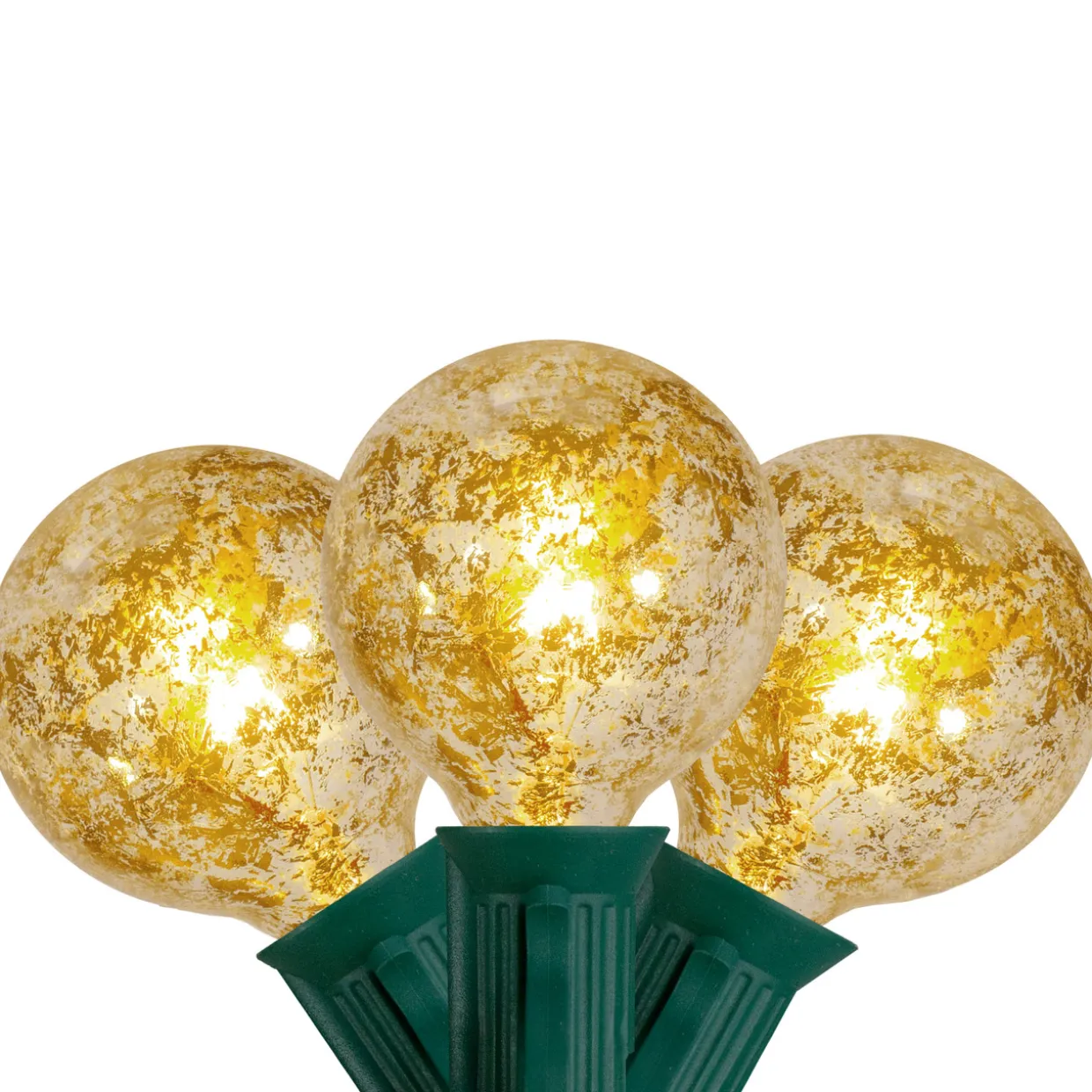 10-Count Clear Mercury Glass G50 Globe Christmas Light Set, 9ft Green Wire