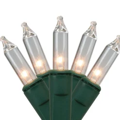 300-Count Clear Mini Christmas Lights - 60' Green Wire