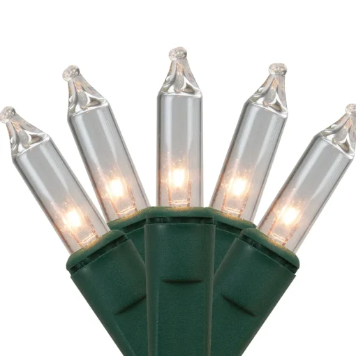 300-Count Clear Mini Christmas Lights - 60' Green Wire