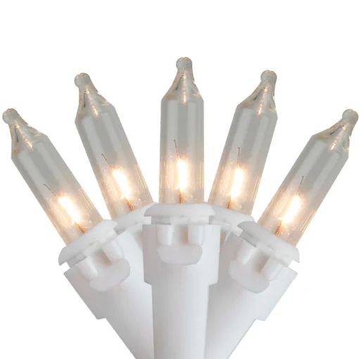 300-Count Clear Mini Christmas Light Set, 61ft White Wire