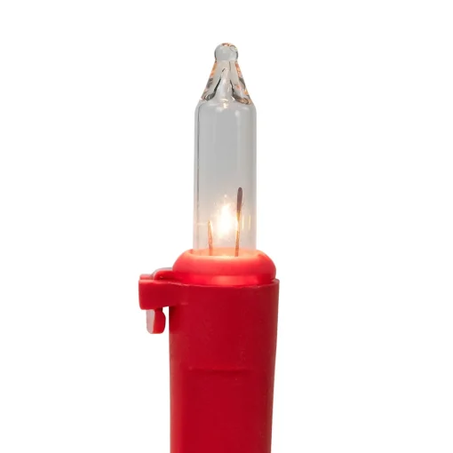 50-Count Clear Mini Christmas Light Set - 10' Red Wire