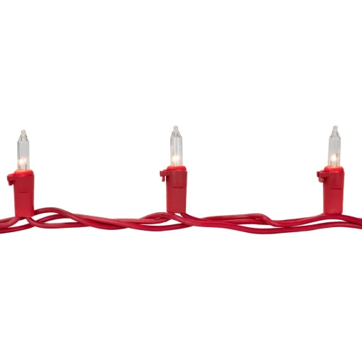 50-Count Clear Mini Christmas Light Set - 10' Red Wire