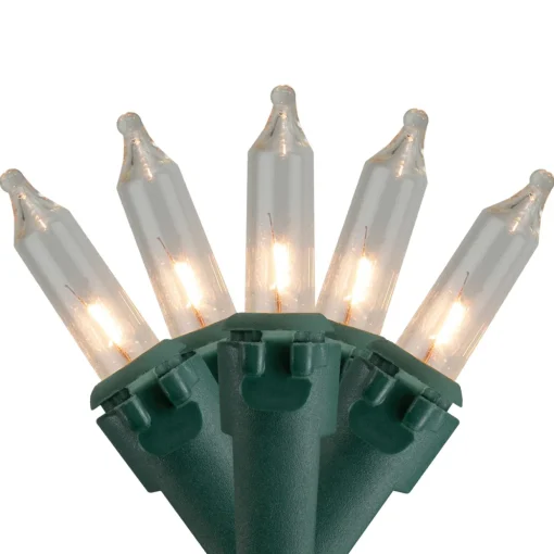 10-Count Clear Mini Christmas Light Set - 3' Green Wire