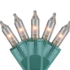 100-Count Clear Perm-O-Snap Mini Christmas Light Set, 49.3ft Green Wire