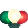 10-Count Frosted Red, White and Green G50 Globe Patio Lights, 9ft Green Wire