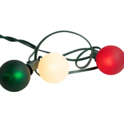 10-Count Frosted Red, White and Green G50 Globe Patio Lights, 9ft Green Wire