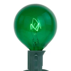 10-Count Green G50 Globe Christmas Patio Lights- 9ft, Green Wire