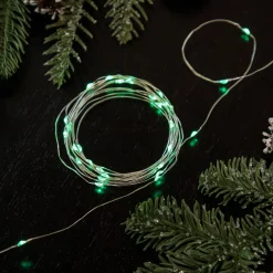 20-Count Green LED Micro Fairy Christmas Lights - 6ft, Copper Wire