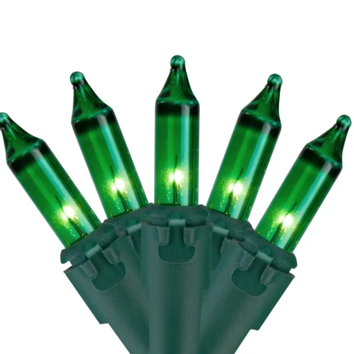 100-Count Green Mini Christmas Lights - 20.25 ft Green Wire
